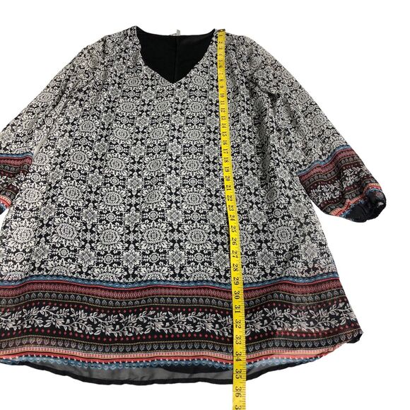 Vintage Y2K 90s Charlotte Russe Dress M Geometric Floral Mini Shift Tunic Boho - Picture 14 of 16
